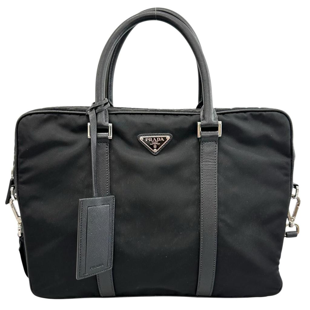 PRADA Saffiano briefcase 2VE661 Handbag black mens used
