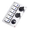 Панель переключателей Rocker Switch 6 Gang On Off Blue LED Light 2.1A Dual USB Charger Port Алюминиевый сплав для автомобиля