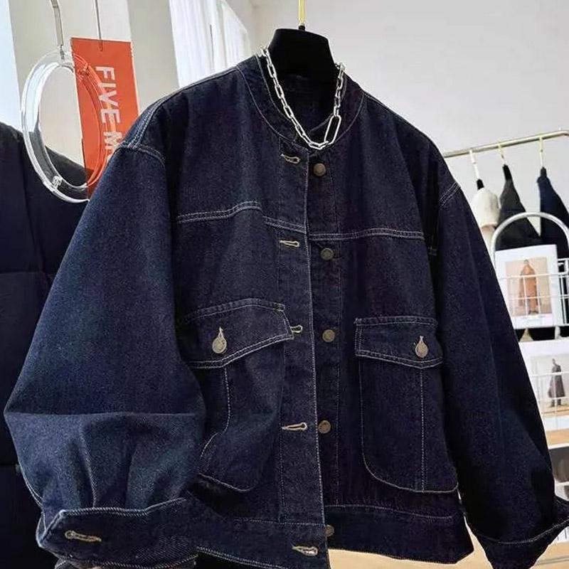 Coat for Women Fleece Thickened Plush Autumn Winter Oversize Casual Button Demin Jacket