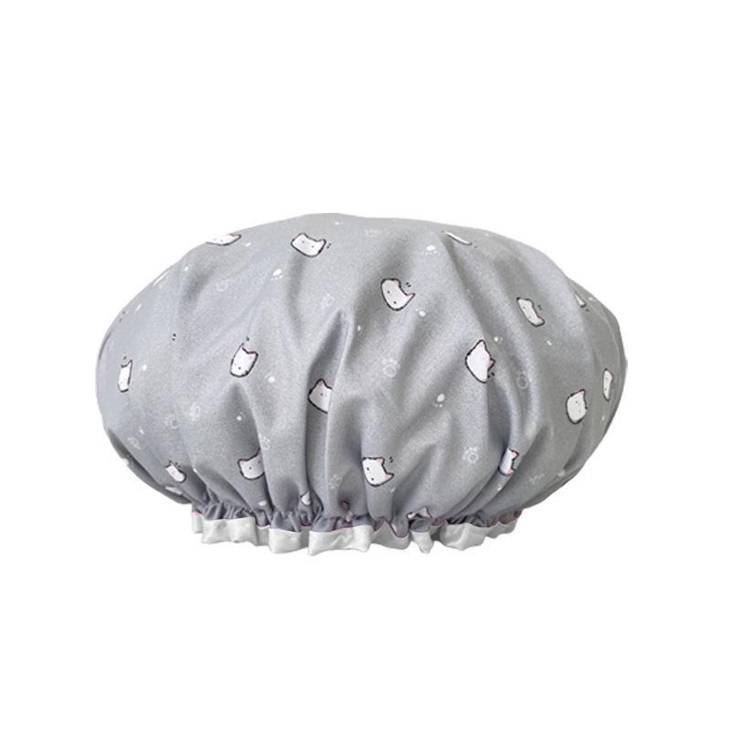 Fashionable Waterproof Double-Layer Cartoon Shower Cap for Women