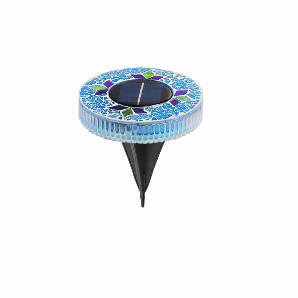 Waterproof Mosaic Solar Disk Light Auto on/Off Round LED Garden Stake Lights Courtyard Landscape Lighting Solar-powered Lights