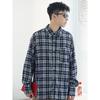 2024 Клетчатая рубашка с длинным рукавом в японском стиле Гонконга Ins Свободная рубашка для мальчиков Летнее модное универсальное повседневное пальто