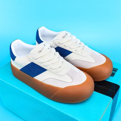 Женские туфли в стиле пэчворк на толстой подошве, суперпопулярные и универсальные повседневные спортивные туфли небольшого размера белого цвета