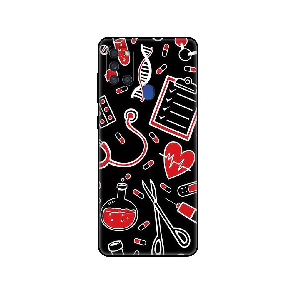 Black Tpu Case For Samsung Galaxy A50 50S A30S A10 A01 A11 A21S A31 A41 A51 A71 M21 M30S S10 LITE Nurse Medical Medicine Health