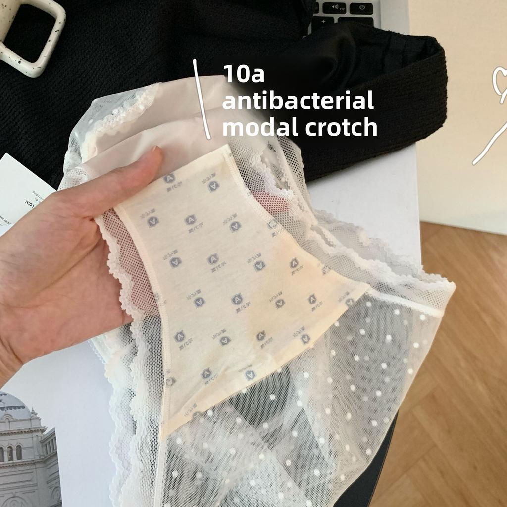 Women's Spring Summer Lace Mesh 10A Antibacterial Low Rise Panties
