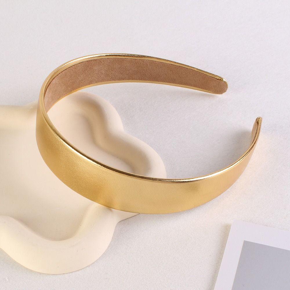 Glossy Leather Headband 3CM Width Simple Headwear Fashionable Face Wash Headband  Party Look