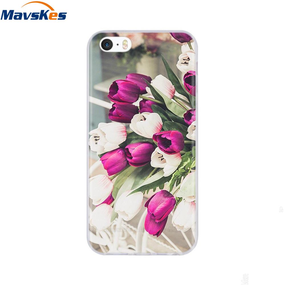 Мягкий чехол из ТПУ для iPhone 4 4s 5 5s SE 6 6s милый мультяшный кот цветок модный силиконовый чехол-бампер для телефона полная защита