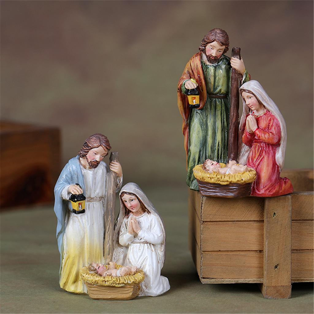 Статуэтки Святого Семейства для сцены Рождества Христова, рождественское украшение для помещения, настольное украшение и религиозный подарок