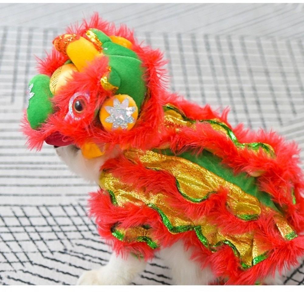 Plush Pet Clothes Polyester Chinese Style Pet Costume New Warm Winter Outfits Visiting Clothing