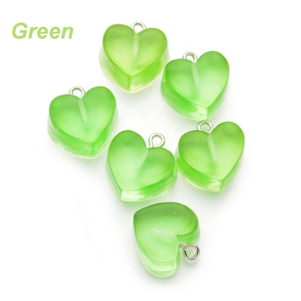 Handmade Earrings Jewelry Making Keychain Pendant Resin Heart Charms Candy Color Necklace Crafting