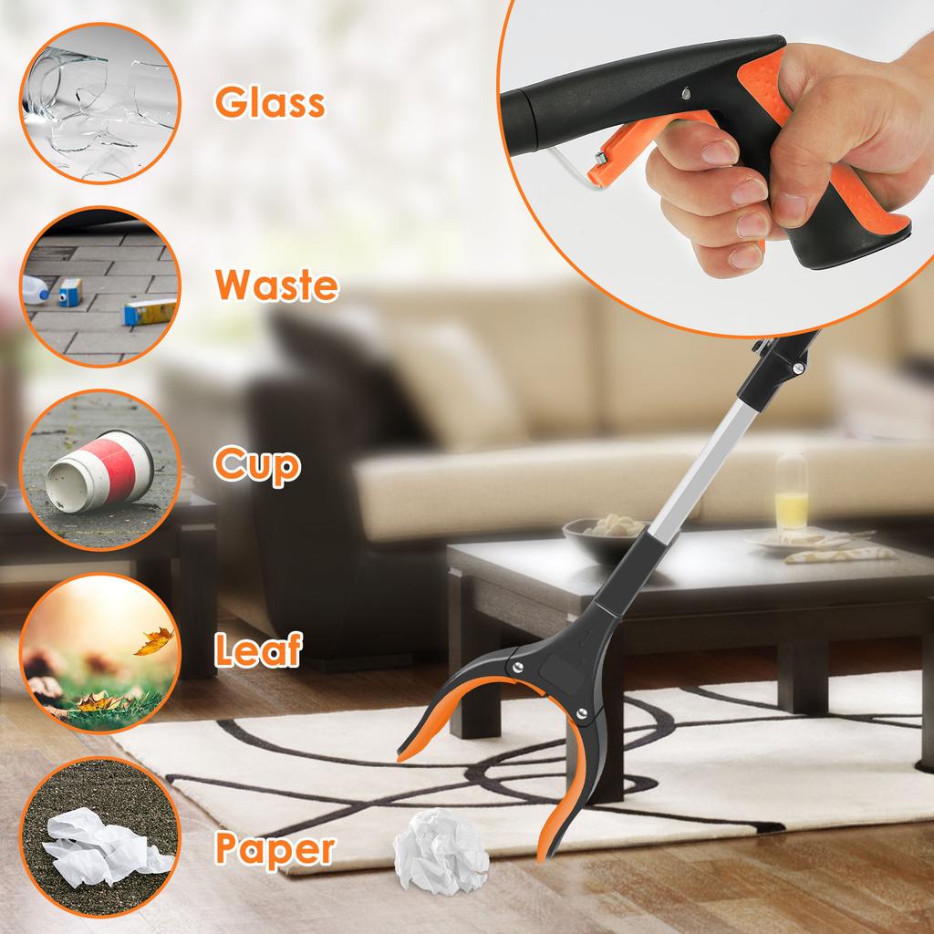 Складной захват-удлинитель для ручных инструментов, палка для сбора мусора, портативный складной инструмент для сбора мусора с нескользящими губками.