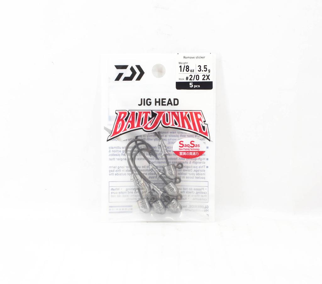 Daiwa Jig Head Bait Junkie 1/8 Oz 5 Per Pack Hook Size 2/0 (3480)