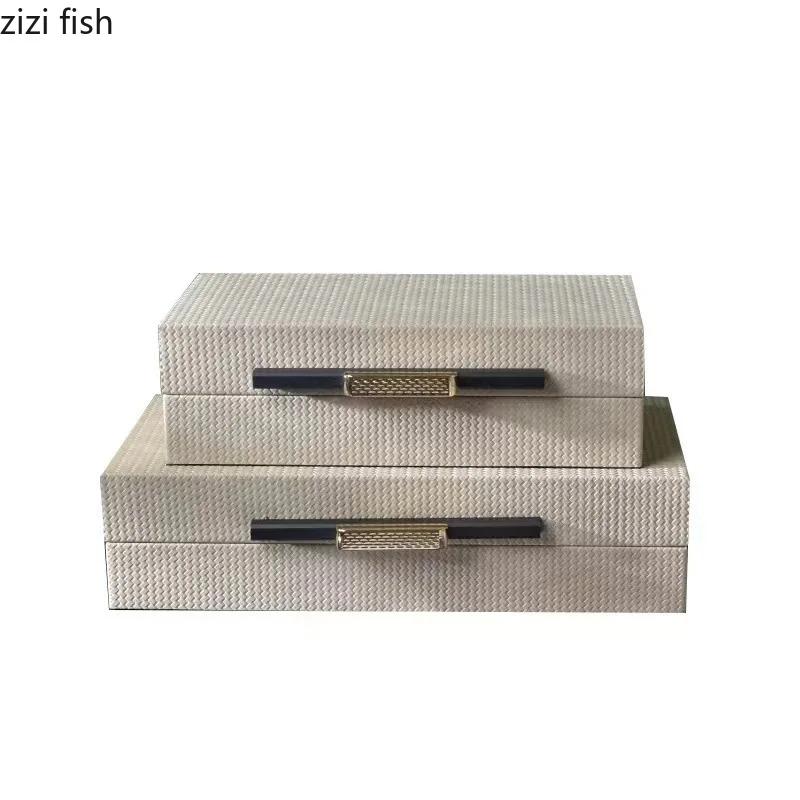 Leather Decoration Box Off White Jewelry Box Rectangle Storage Box Dressing Table Desktop Decoration Exquisite Home Decoration