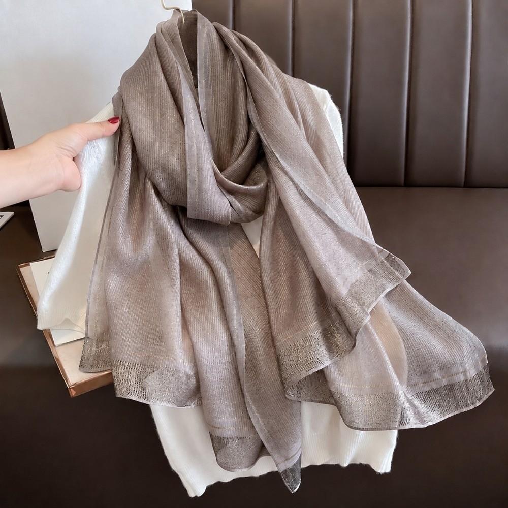 Breathable Imitation Silk Scarf Large Size Border Shawl Fashion Soft Silky Scarf Daily Outfit