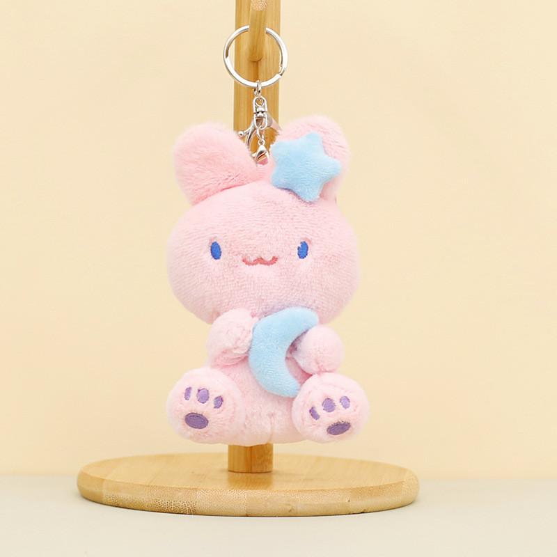 Adorable Moon Bunny Plush Toy Keychain Soft Rabbit Pendant For Lovers Bags 12cm