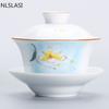 Новый стиль, ручная роспись, белая фарфоровая чаша для чая, удобство в путешествии, чайный сервиз, чайный сервиз, офисная бытовая питьевая посуда NLSLASI