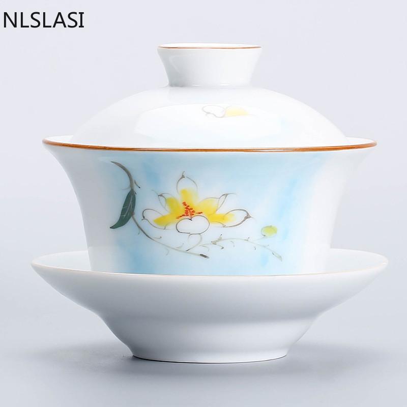 Новый стиль, ручная роспись, белая фарфоровая чаша для чая, удобство в путешествии, чайный сервиз, чайный сервиз, офисная бытовая питьевая посуда NLSLASI