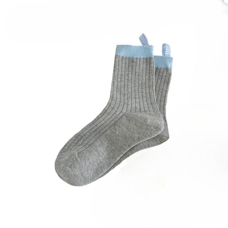 Female Spring and Autumn All-match Personality Pure Cotton Heel Cloth Label College Wind Tube Stack Socks