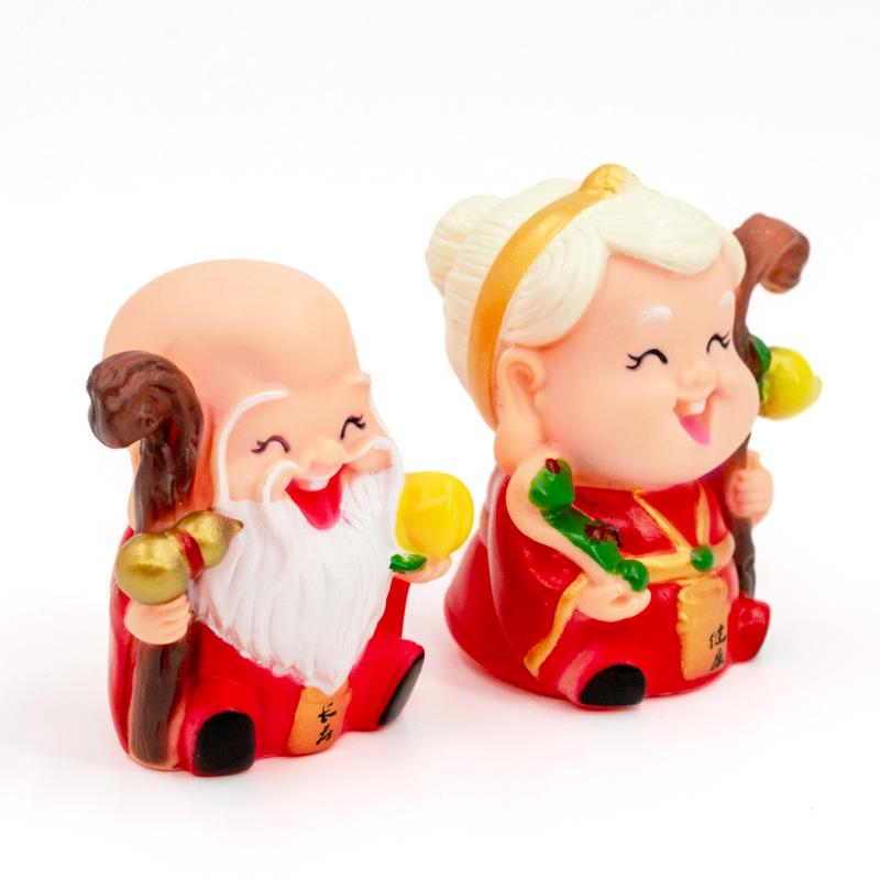 Топпер для торта на День Рождения Бога Долголетия Бабушки с веером из цветов сливы