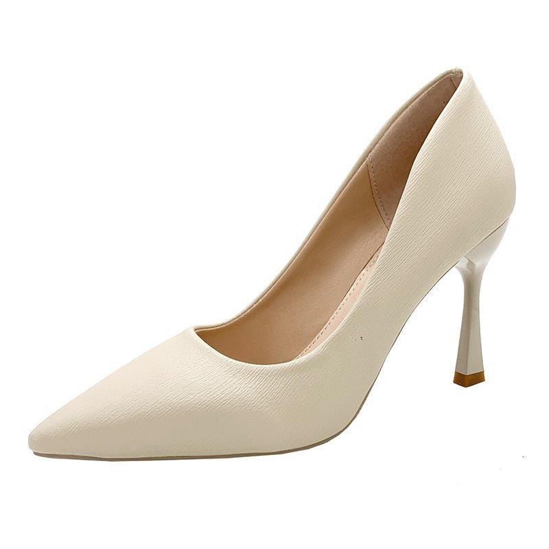 2024 мода весна и осень новые девушки хорошо с сексуальными одинарными туфлями с неглубоким ртом дамы высокие каблуки