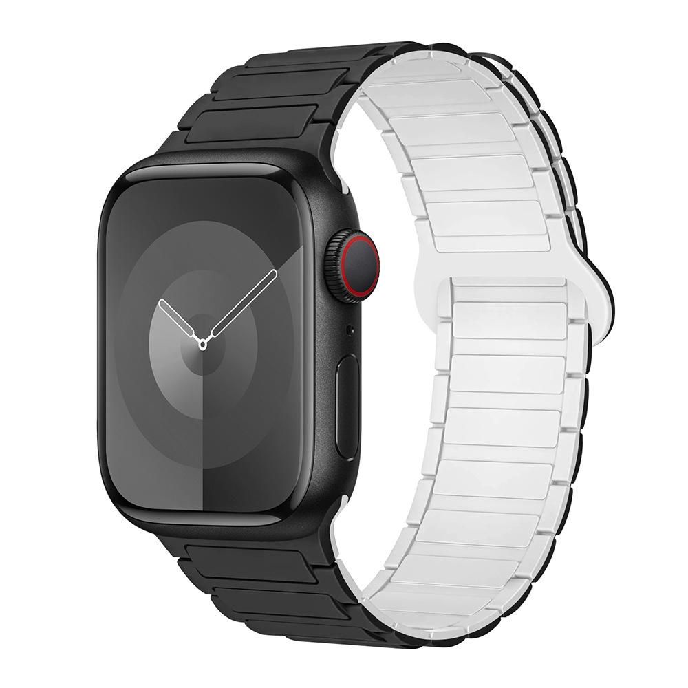Совместимый силиконовый ремешок с магнитной застежкой для Apple Watch Серии 1-11, Ultra 3, SE 3, стиль «Три звена»