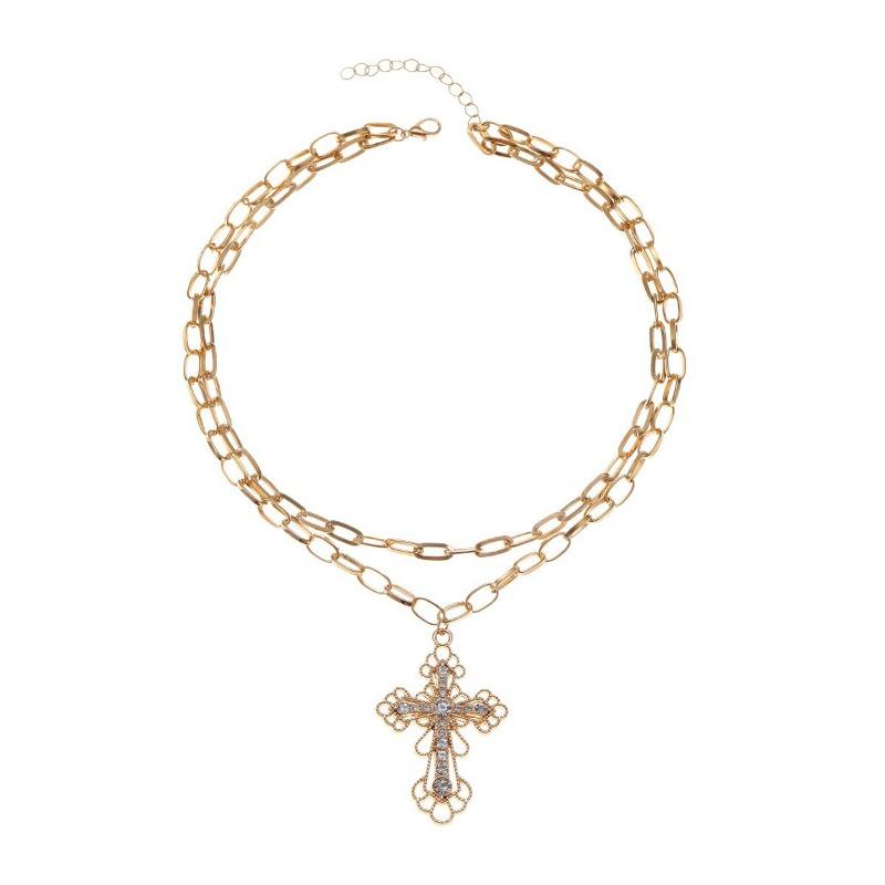 Жемчужная подвеска-крест, ретро-ожерелье, женское нишевое ожерелье-цепочка для свитера в стиле легкой роскоши