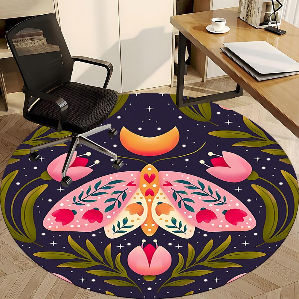 1pc Mothing Flowers Office Round Area Rug,  Mat Suitable For Office, Under Office Chairs Bedroom Living Room Home Decor, Room Deco
