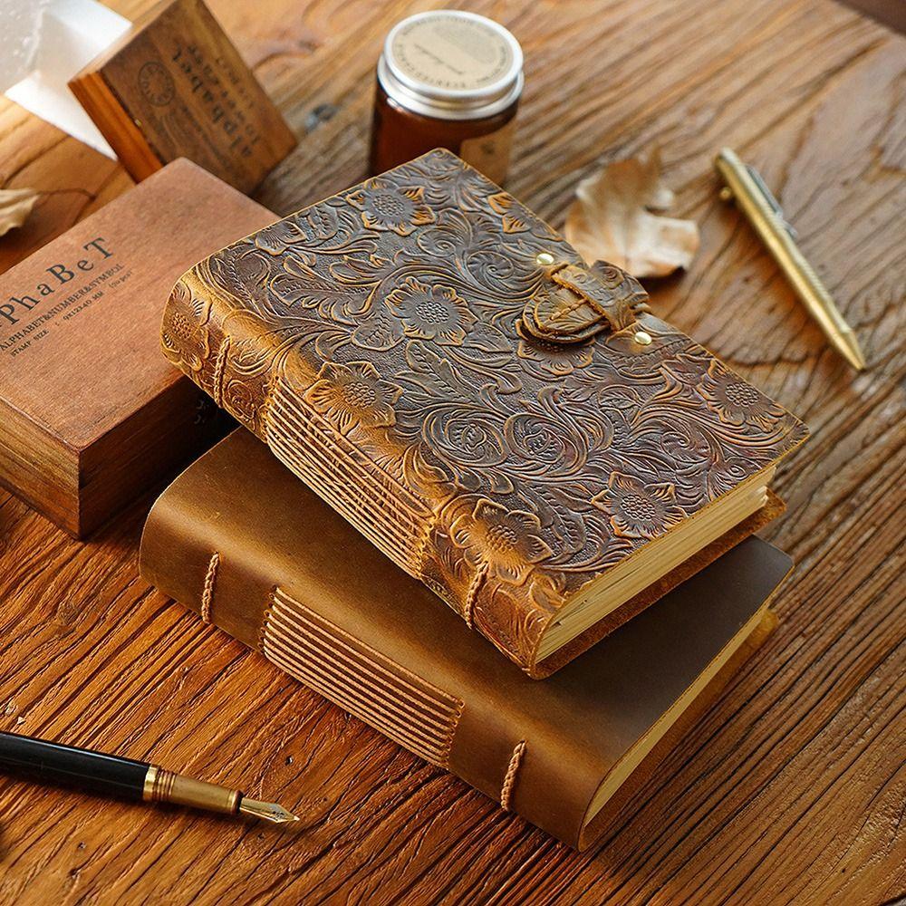 Антикварный Винтажный Кожаный Журнал Обложка из Натуральной Кожи Ручная Работа Чистые Страницы Дневник Пустые Страницы Без Линеек Ежедневный Блокнот Подарок