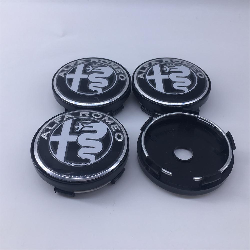 QCYZR1 4PCS 60mm For Alfa Romeo Black caps 030 Stelvio Sportiva GT 159 166 147 156 Mito Metal Emblem Auto Hub caps Decoration Styling