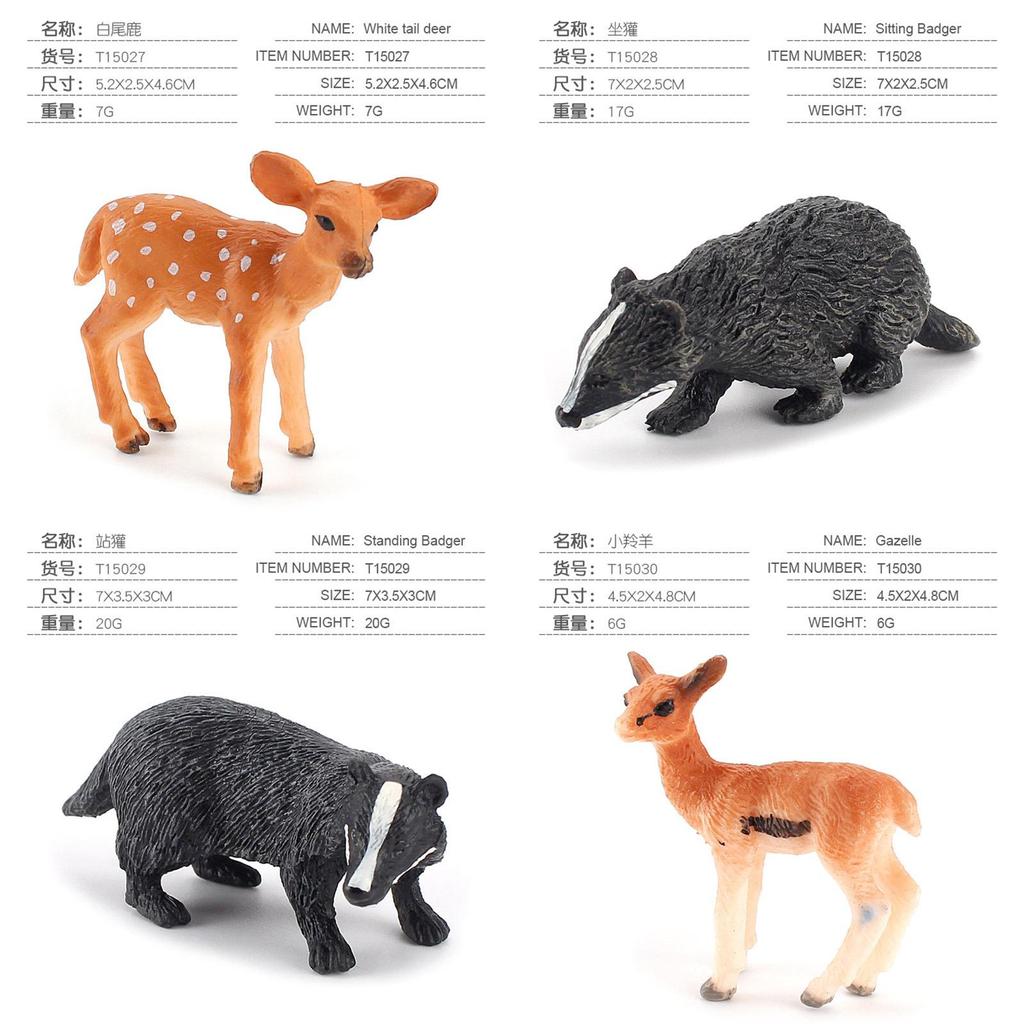 Pvc Miniature Animal Deer Badger Models Set For Childrens Education And Nature Enthusiasts