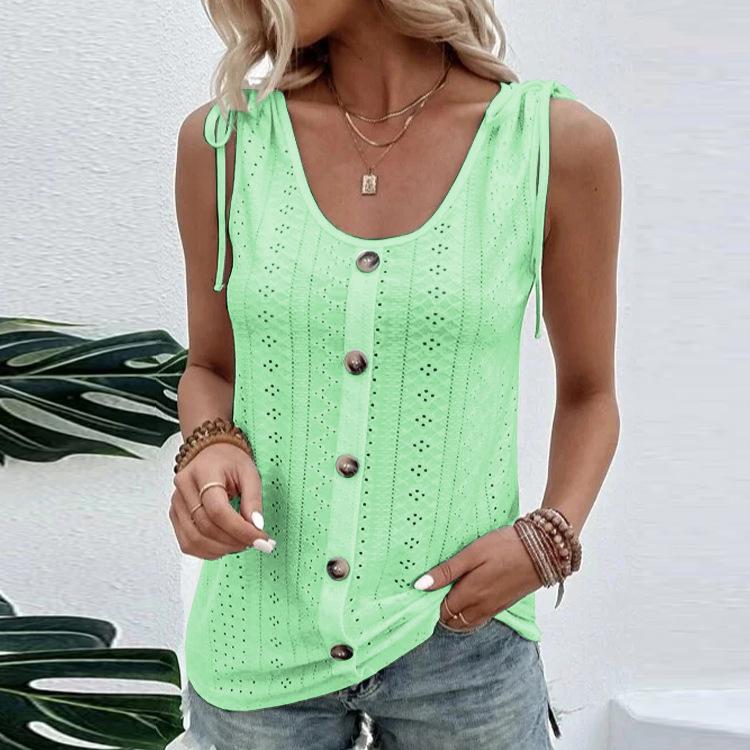 IHUASU Spring Summer Women's Sexy Casual Solid Color U-neck Vest T