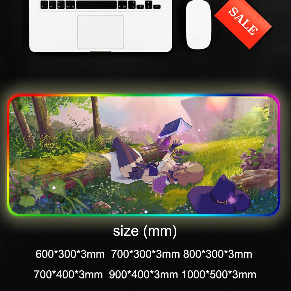 Lisa genshin Коврик для мыши RGB Игровой коврик для мыши Большой светодиодный коврик Настольный коврик для ПК Светящийся коврик для мыши Большие коврики для клавиатуры Настольный ковер с подсветкой