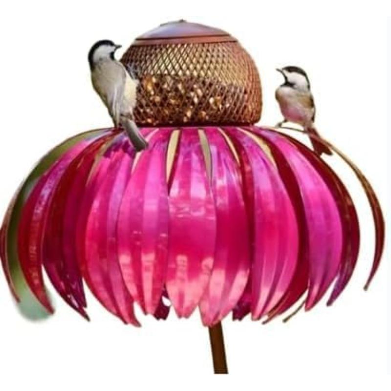 Подвесная металлическая кормушка для птиц в виде цветка, Декоративная кормушка для цветов для улицы, Кормушка для птиц в виде цветка для привлечения птиц, Садовый декор