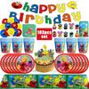 Cartoon SEsame-Streets Birthday Party Set Supplies Kids Disposable Tableware Balloon Cake Topper Banner Plates Decoration