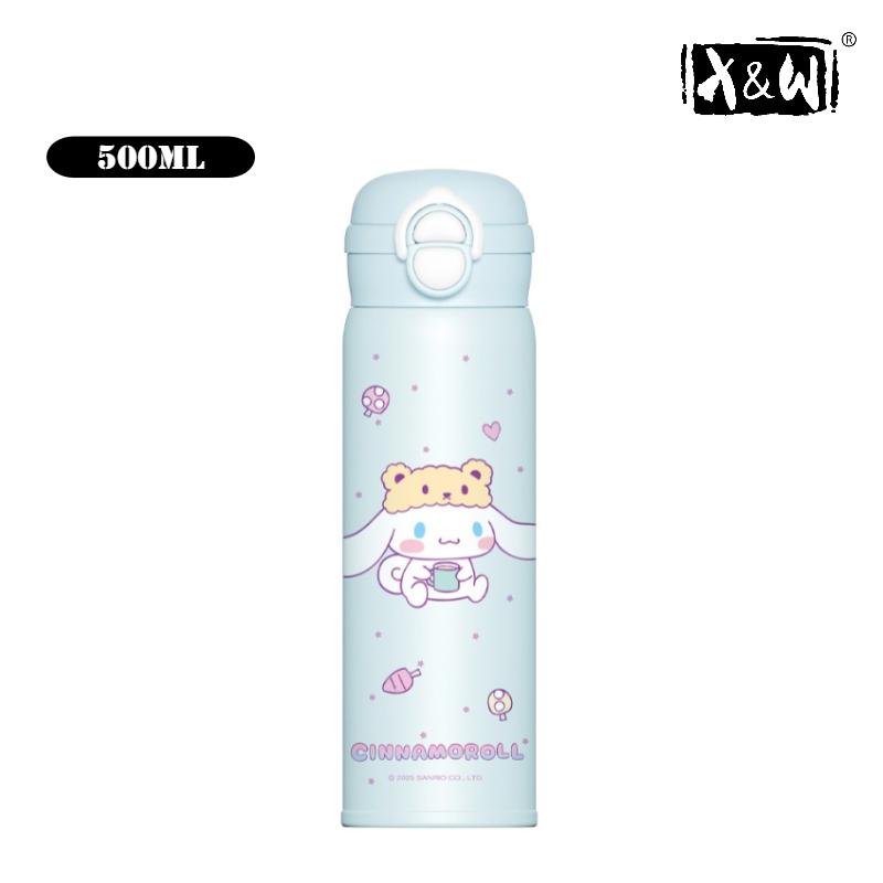 X&W 500 мл для Sanrio My Melody Термокружки Мультяшная Нержавеющая сталь Термос Студенческая Милая Изолированная Бутылка для воды Детская Кружка