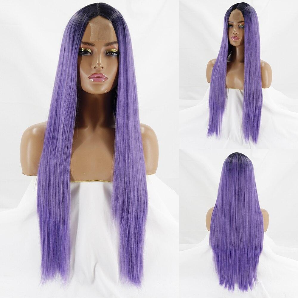 MERISIHAIR Средняя часть Ombre Оранжевый длинный прямой синтетический парик Черный Блондин Розовый 30-дюймовый термостойкий натуральный парик для косплея