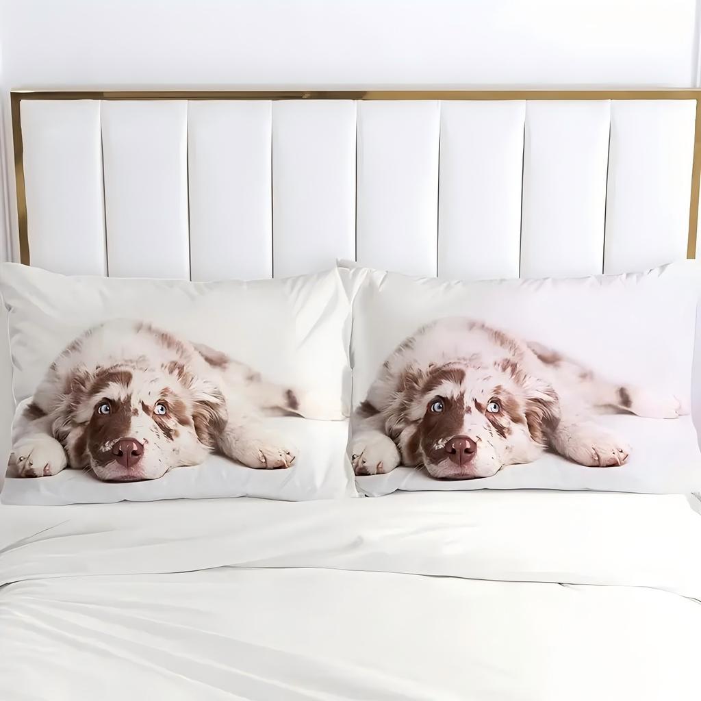 Постельное белье с 3D-печатью с рисунком собаки, комплект пододеяльника на тему животных, мягкий удобный полиэстер, милый стиль, пододеяльник, наволочка