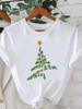 (Азиатский размер) милое прекрасное дерево Футболки с коротким рукавом Принт с Рождеством Христовым круглый вырез Женский топ новогодний Т Одежда Мода праздничная Графическая футболка