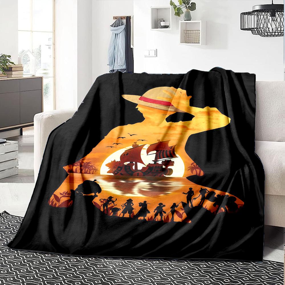 1PC One Piece Monkey D Luffy Patterned Flannel Blanket Suitable For All Seasons For Home Decor Warmth And Comfort Gifts Holiday Present