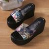 High Quality Women's High Heel Slippers Fashion Print Platform Sandals Outdoor Beach Wedges Shoes Casual Summer Slippers Women