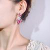 Осень и зима новые серьги ювелирные изделия мода веерные цветочные серьги красные корунды слегка инкрустированные цирконием серьги женские