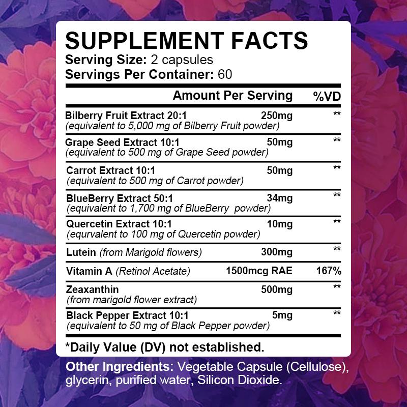 Lutein, zeaxanthin, vitamin A, Eye Health Supplements, 120 Capsules