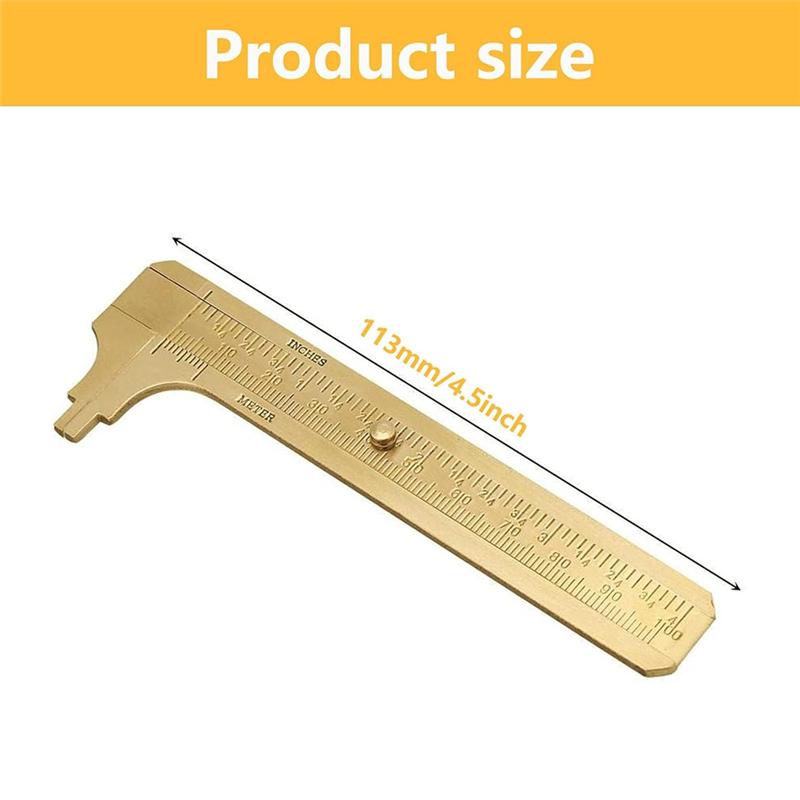 Good-2PCS Pocket Caliper 100Mm Double Scale Sliding Gauge Brass Vernier Caliper Tool For Measuring Bead Wire Jewelry Rings