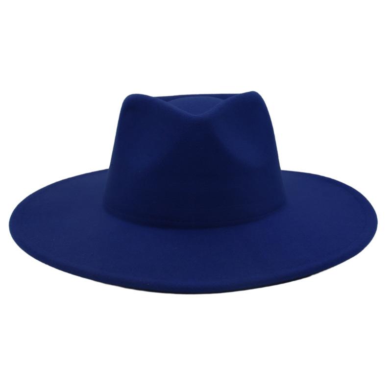 Женское пальто с цилиндром с широкими полями и шляпой, фетровая шляпа, однотонная кашемировая джазовая шляпа