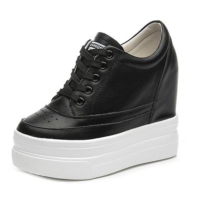 Модные женские кроссовки на скрытой танкетке высотой 11 см из натуральной кожи на платформе, кроссовки на высоком каблуке, повседневная женская обувь 2024 года, белые женские кроссовки