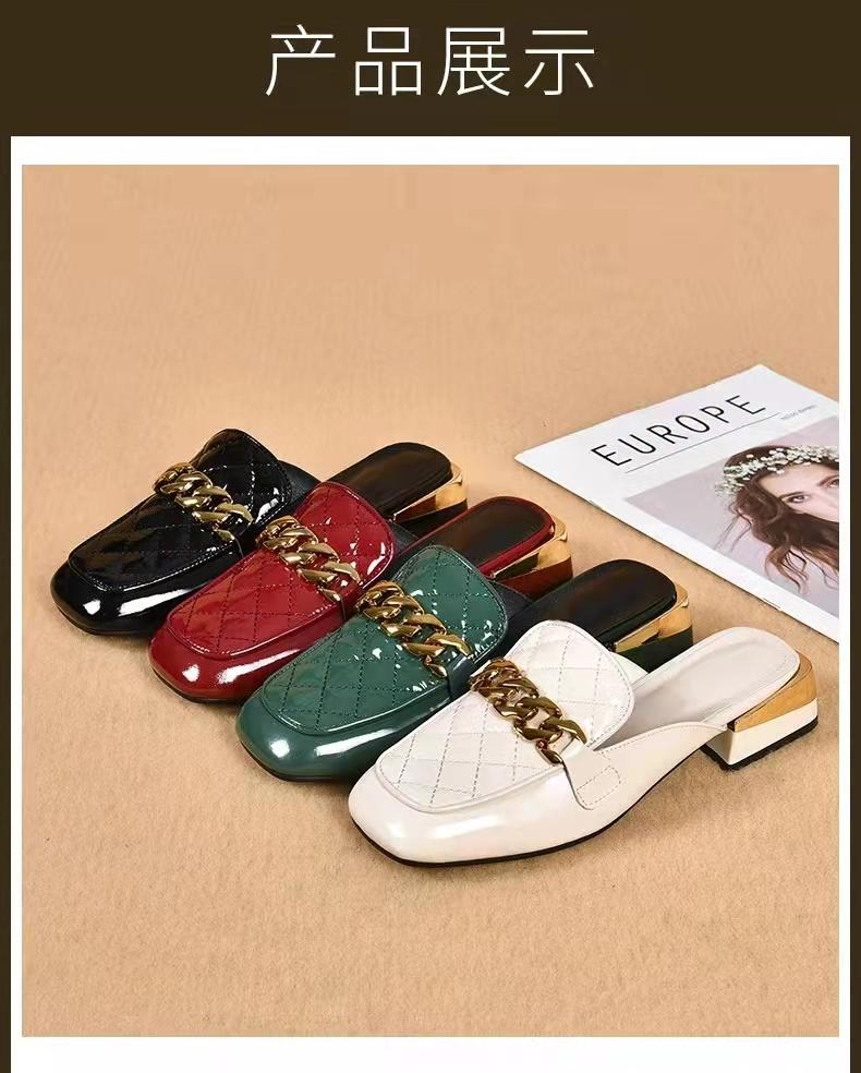 Fashion Sweet Chain Female Slippers Slip-ons Shoes Spring Summer Sandals 2024 Women's Mules Shoes Women Ladies Slides Sandalias