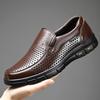 Fashion Handmade Leather Men Shoes Summer Hollow Out Breathable Comfortable Men Loafers Slip On Leather Shoes Flat Business Casual Shoes