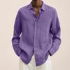 2026 Spring/Summer Long-Sleeved V-Neck Loose Button-Up Shirt for Men