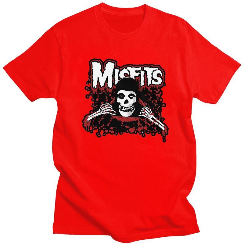 Мужские футболки с принтом Хоррор Панк Рок Misfits Череп, с коротким рукавом, модные, приталенные, 100% хлопок, идея для подарка