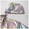 Unisex Shiny Jacket Laser Hooded Coat Iridescent Holographic Harajuku Sun Protect Top Plus Size